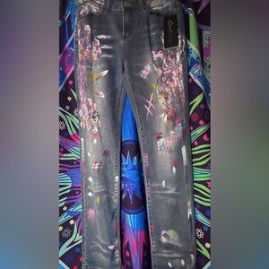 Cartise Women's Straight Leg Jeans (Paint) with Artistic Flair